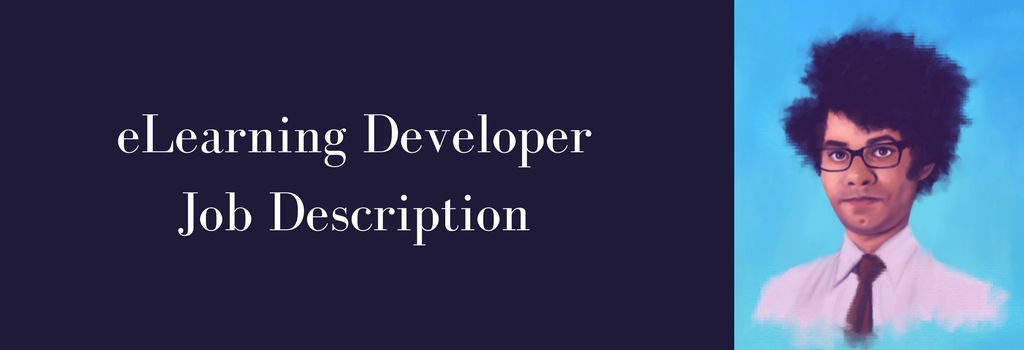 Article banner on e Learning Developer Job Description with Moses from IT Crowd illustration