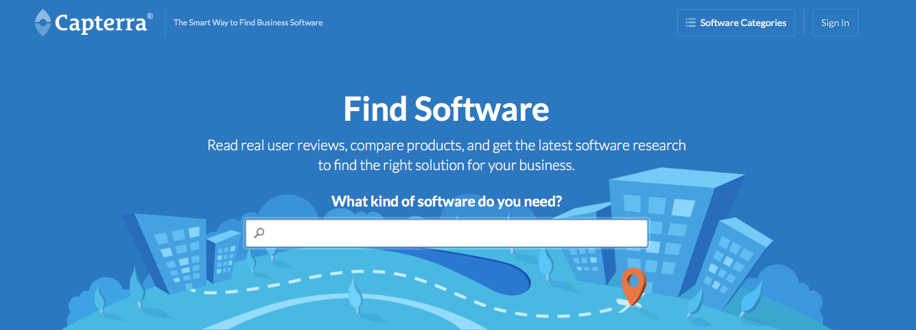 Sample image of the cap terra home page with a search box