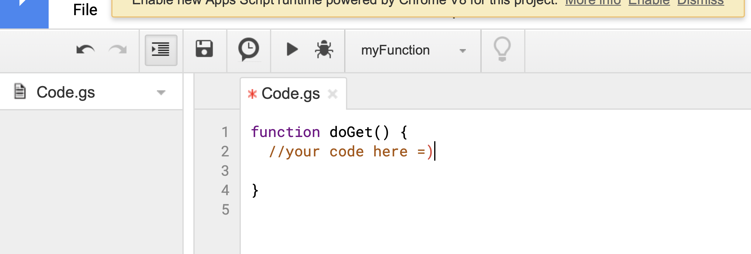 google sheet code editor sample