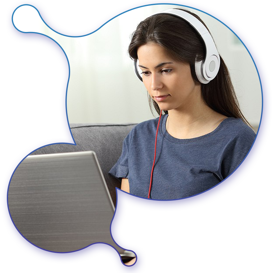 Student e-learning online with a laptop at home