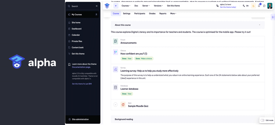Alpha Moodle Theme 2025 - top Moodle themes Alpha Moodle Theme 2025 - top Moodle themes