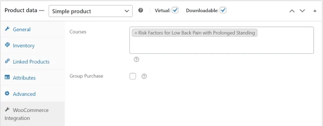 WooCommerce Products Settings WooCommerce Intergration Associated Product with Course