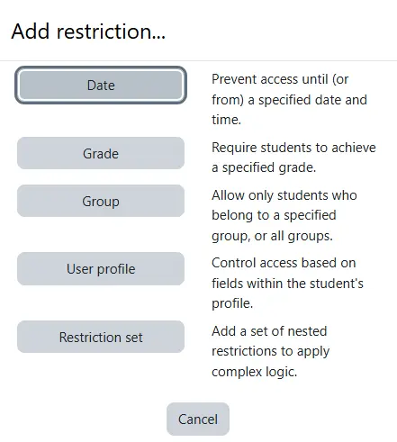 Restrictions - How To Enable Moodle Learning Paths Restrictions - How To Enable Moodle Learning Paths