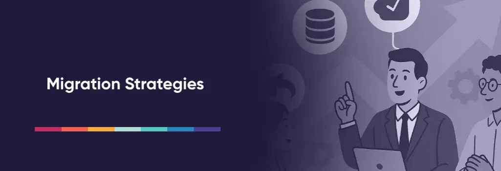 Businessman presenting migration plan with database and checklist icons – How to Migrate from Moodle to Iomad