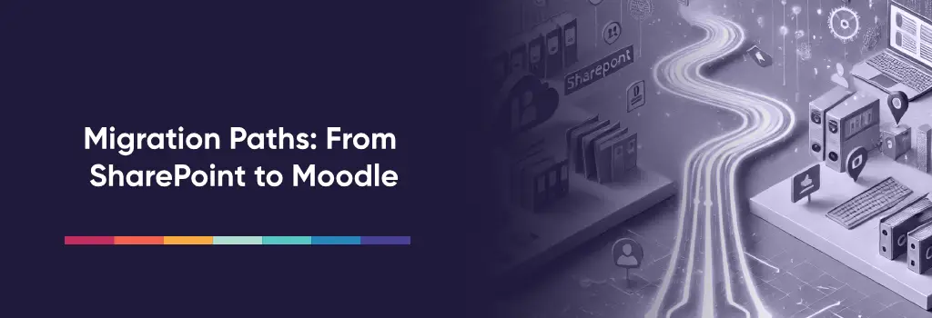 Glowing data path connecting SharePoint to Moodle platforms – SharePoint to Moodle Migration Strategies Glowing data path connecting SharePoint to Moodle platforms – SharePoint to Moodle Migration Strategies