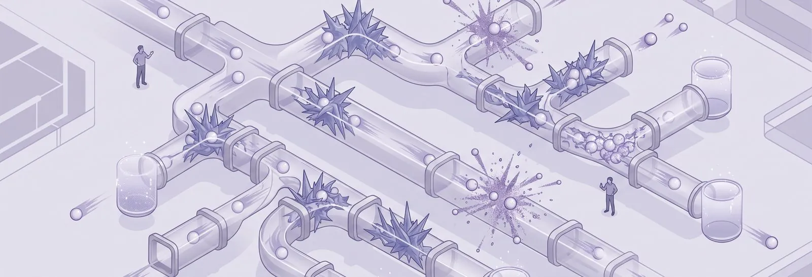 Pipeline illustration showing blocked tasks and system errors - Why Moodle Sends Failed Ad Hoc Task Emails