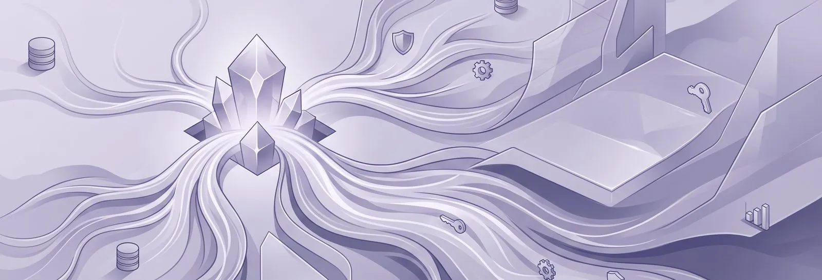 Glowing crystal hub with flowing data streams and icons - When Moodle Plugins Stop Being Enough