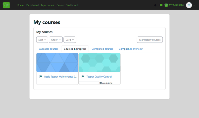 Student view of a course, assignment and quiz in the IOMAD Boost Moodle theme for Moodle IOMAD