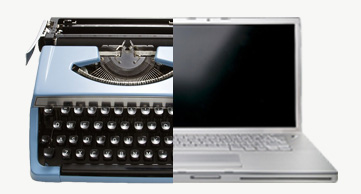 old typewriter and modern laptop