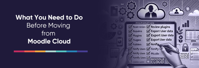 Migrate from Moodle Cloud - illustration of the tablet and the hand showing the checklist