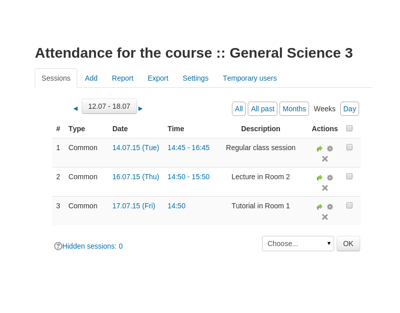 Student attendance report interface with session details and times – Moodle for Schools. Student attendance report interface with session details and times – Moodle for Schools.