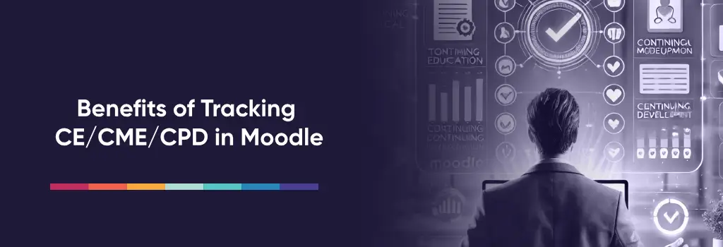 Calm professional using a clean digital dashboard for education tracking. - Continuing Education Management Strategies in Moodle.