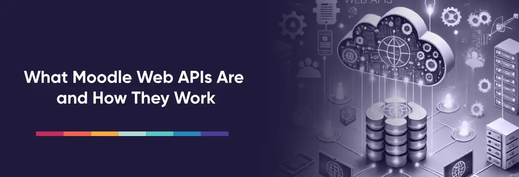 Cloud servers, databases, and connected systems illustrating Moodle data exchange architecture – Moodle Web Api Review and Examples of Use