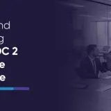 Business team reviewing compliance documents on a screen