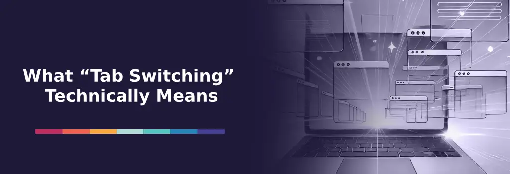 Multiple overlapping browser windows emerging from a laptop to represent tab switching behavior – Can Moodle Detect Switching Tabs During Quizzes?