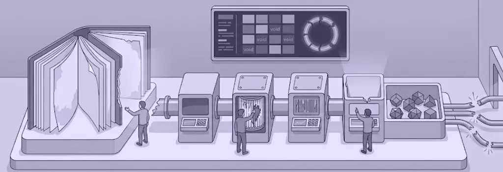 A complex process pipeline where personnel repair a machine with torn filters and address data gaps - Moodle Compliance for BC Private Training Institutions