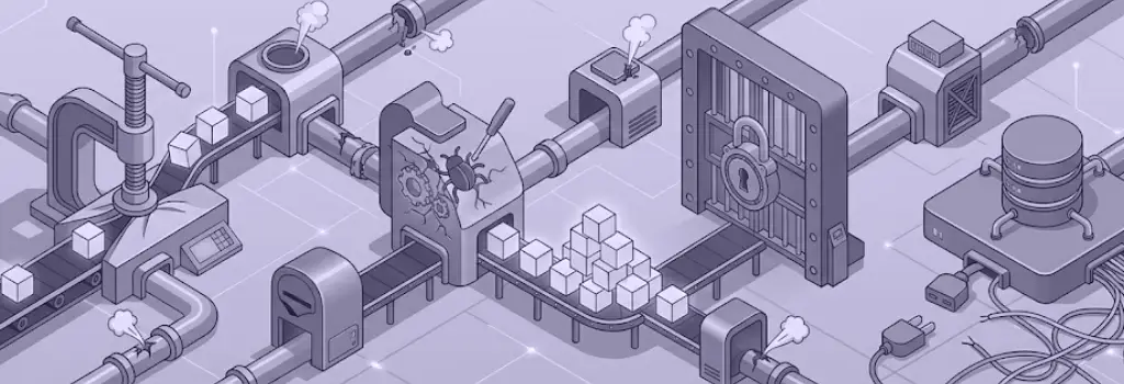 A stalled automated data factory with multiple distinct visual representations of failures - Moodle Cron Not Running: Common Symptoms, Causes, and Fixes
