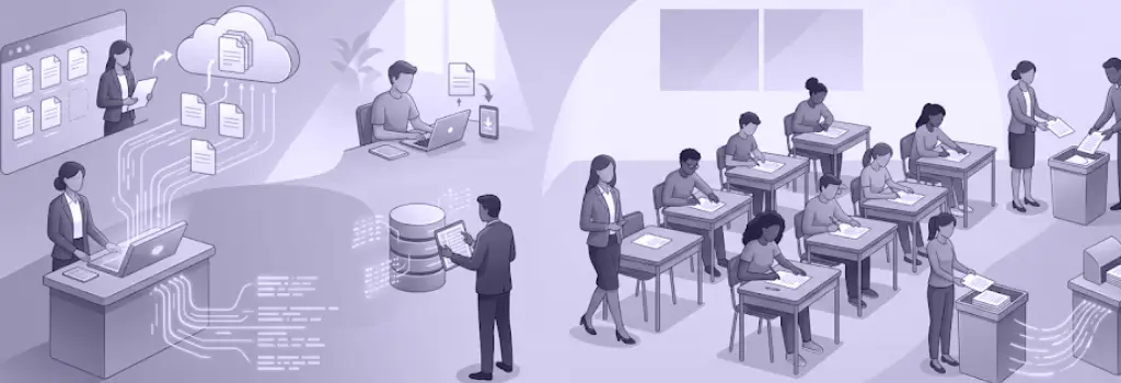 Split setup and exam room - How Schools Can Use Moodle for In Person, Offline, and Paper Based Exams