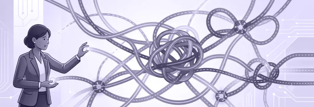 A confused administrator facing a tangle of conflicting system paths and permissions. - Why Moodle Roles and Permissions Stop Working