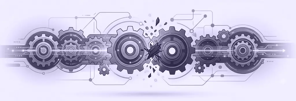 Broken interlocking gears representing system breakdown - Why Moodle Roles and Permissions Stop Working