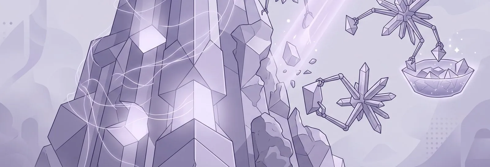 A dramatic, low-angle, medium close-up shot gazes up at a section of a vast, crystalline (unique moodle profile field)