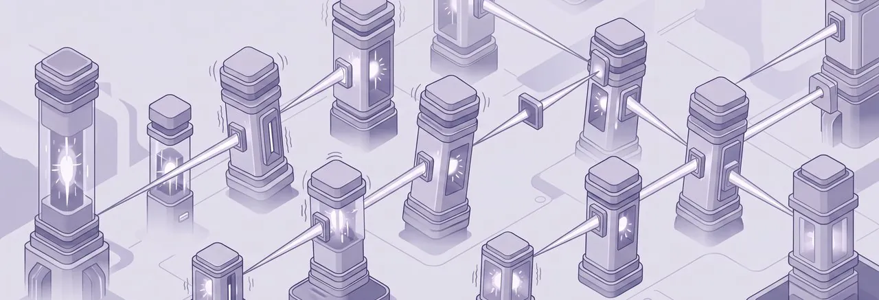 Pulsating crystalline pillars connected by light beams illustrate the precision that optimizing Moodle timezone settings brings to scheduling