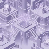 A connected school campus with glowing neural pathways, showing Moodle and AI in private education working across every learning platform