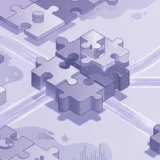 An intricate Moodle plugin update strategy is visualized as luminous pathways guiding new puzzle pieces into an existing digital landscape