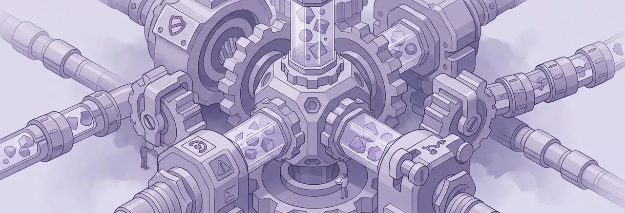 At the very heart of the frame lies a pulsating, multi-faceted core, an illustration of moodle data retention strategy