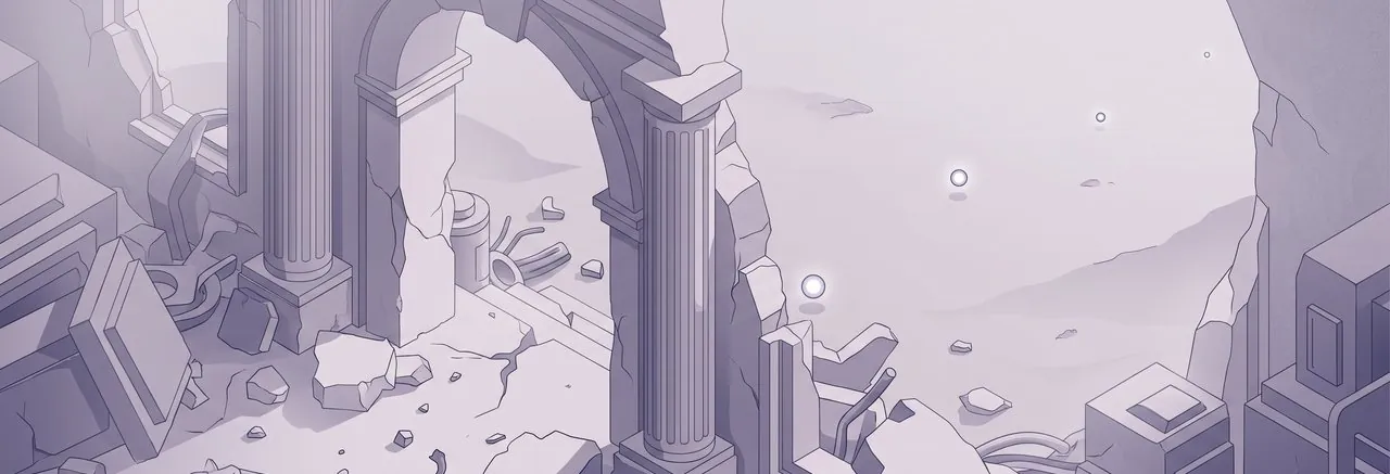 A broken gateway opening onto a desolate landscape as glowing orbs drift away, the new members that Moodle 5.2 self-registration issues quietly cost