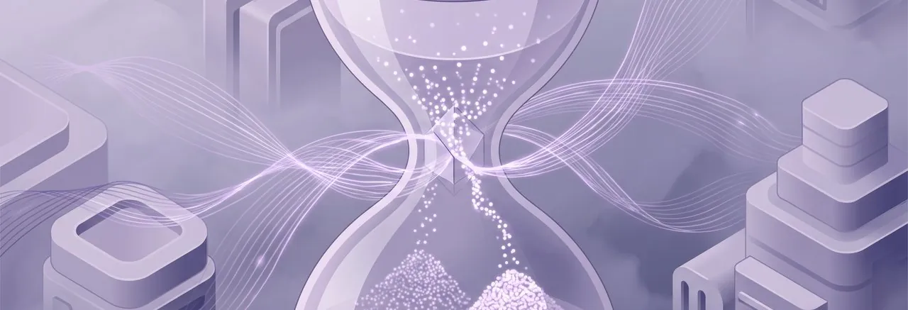 A translucent hourglass illustrates the uneven flow of glowing data particles that optimizing Moodle timezone settings prevents