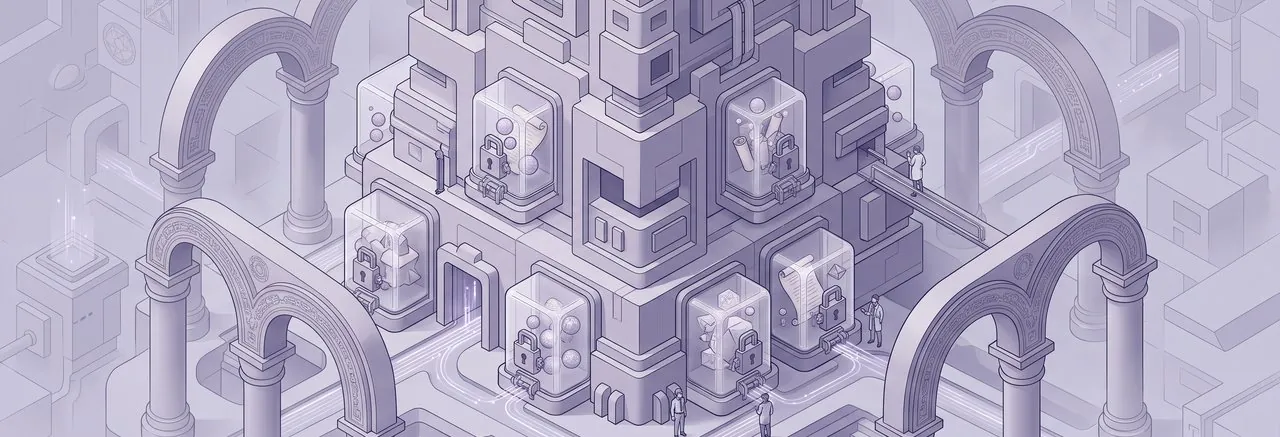 An expansive chamber illustrates a Moodle data retention strategy with a fortress-like learning system, secure data containment, and flowing data streams