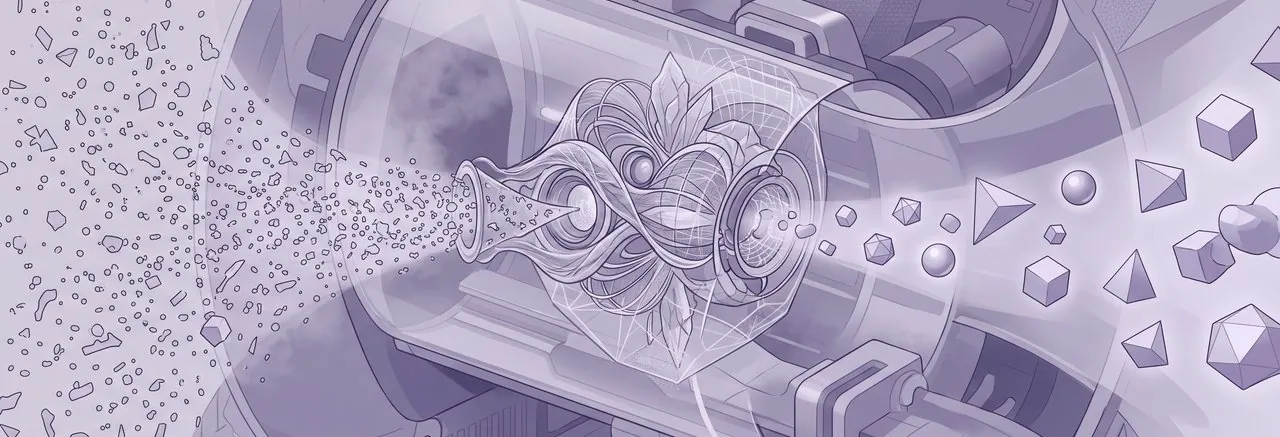 A crystalline chamber illustrates Moodle AI integration, transforming raw learner data into refined insights