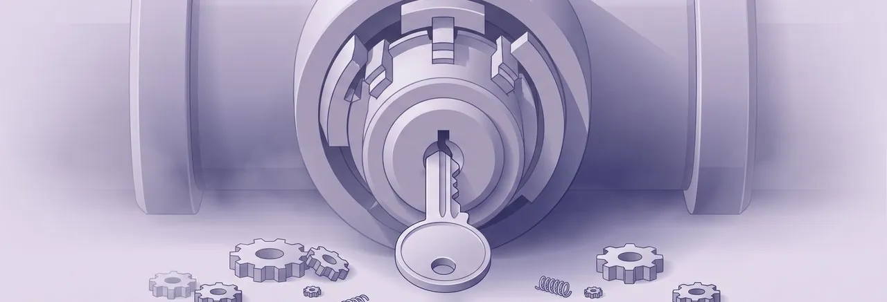 A single key poised at a lock's opening, standing for the one add-on behind Moodle 5.2 self-registration issues