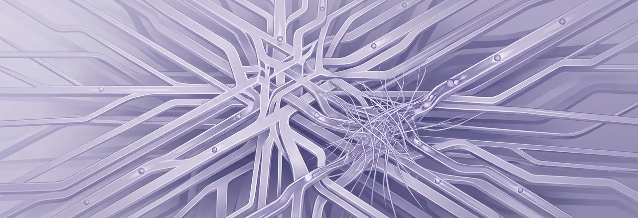 A vast crystalline lattice, representing efficient Moodle cron job management, shows energy orbs bottlenecking at a fiber entanglement