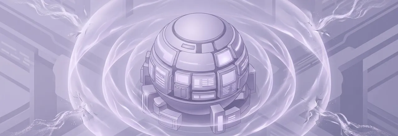 A powerful Core Knowledge Vault with radiating energy shields actively dissipates phantom digital threats, illustrating how to protect Moodle from php2shell